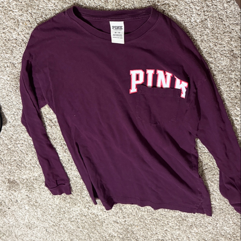 PINK Victoria's Secret Maroon Long Sleeve Shirt